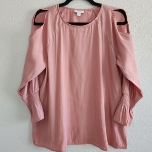 J.Jill Pink Silk Open Shoulder Blouse Top Small